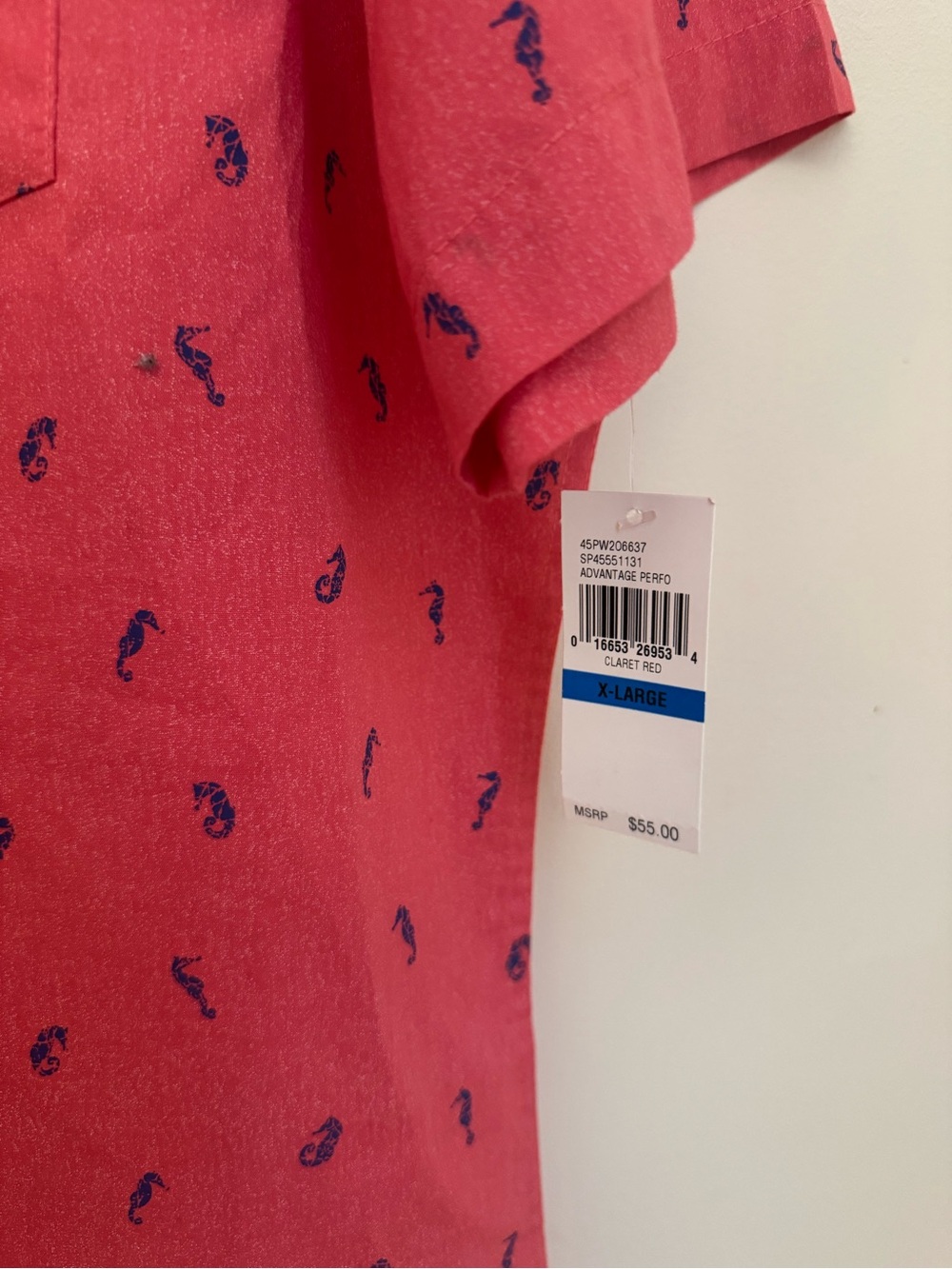 Izod Advantage Performance Cool FX Shirt Men’s XL Red Seahorse Print NWT - Picture 5 of 7